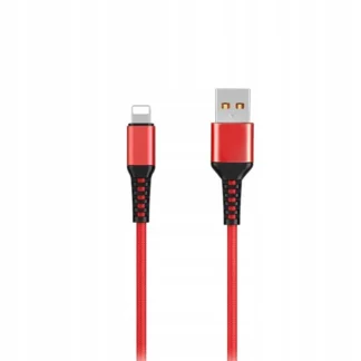 KABEL USB WZMACNIANY OPLOT IPHONE DENMEN CZERWONY