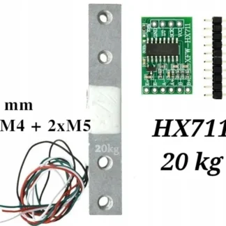 Zestaw HX711 Belka Tensometryczna 20kg długość 80mm 2xM4, 2xM5 Waga ADC 24