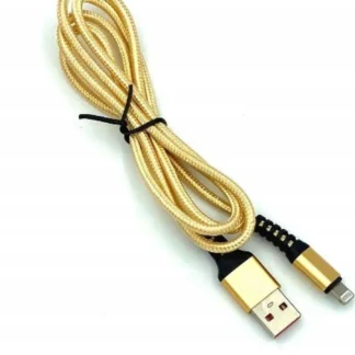 KABEL USB WZMACNIANY OPLOT IPHONE DENMEN ZŁOTY